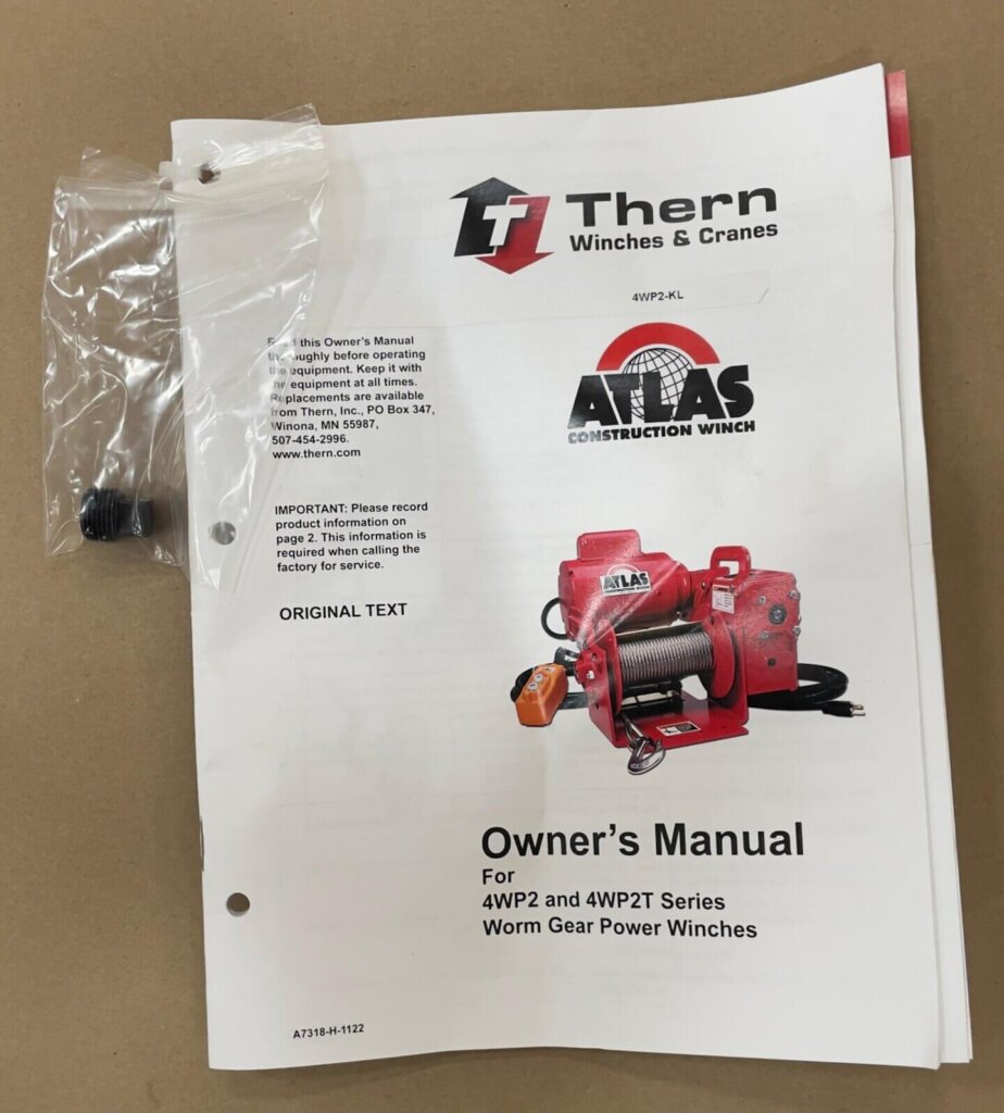 Thern winch breather plug